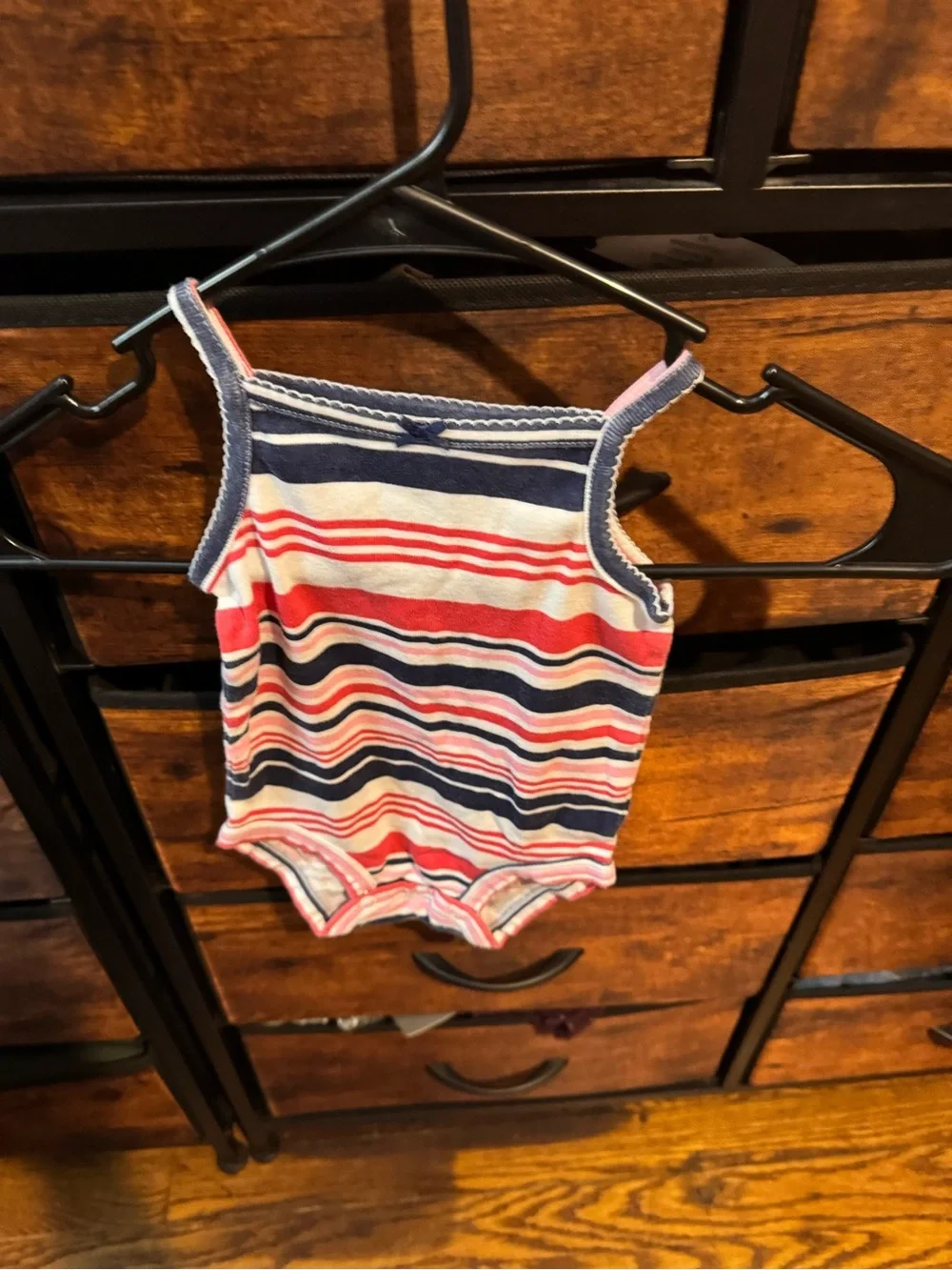 Carter's Red, Navy & White Striped Baby Bodysuit with Dino Print Hoodie Set
